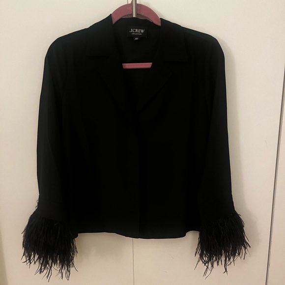 NWOT J.Crew Collection Feather Trim Shirt - Picture 3 of 5